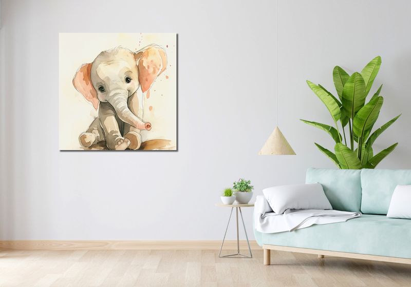 Obraz 90x90cm Siwy Słonik zdjęcie 2