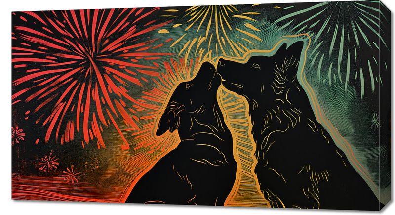 Obraz 90x50cm Psi Uścisk zdjęcie 1