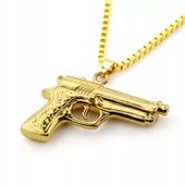 Naszyjnik Wisiorek Beretta F92 Hip Hop Celebrytka Prezent Złoty Elegancki