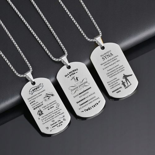 Srebrny Nieśmiertelnik Grawer Prezent dla Syna od Taty Naszyjnik Męski BOX na Arena.pl