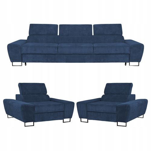 Zestaw mebli wypoczynkowych salon Savio Sofa 3os fotele granat Family Meble na Arena.pl