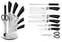 NOŻE Zestaw Komplet NOŻY Kuchennych Na Stojaku OSTRZAŁKA Nożyce Tasak 6004