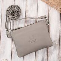 torebka damska skórzana na ramię kompaktowa kopertówka szara