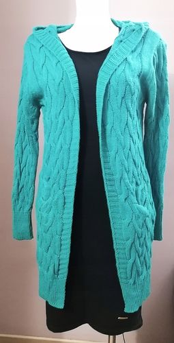 Kardigan warkocz kaptur kieszenie r.uni ZIELONY na Arena.pl