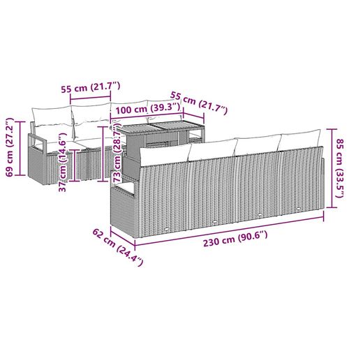 Zestaw Sof na Ogród 9 pcs Szary i brązowy 100 x 55 x 73 cm na Arena.pl