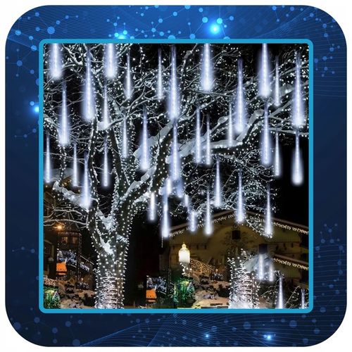 METEORY 50 CM LAMPKI PADAJĄCY ŚNIEG OŚWIETLENIE ŚWIĄTECZNE IP44 360 LED 6M na Arena.pl