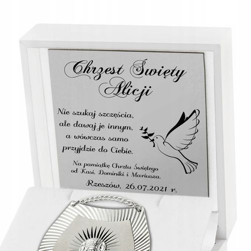 Srebrny Ryngraf Matka Boska na Pamiątkę Chrztu Świętego Grawer dla Dziecka na Arena.pl