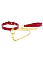 O-Ring Collar And Chain Leash Red