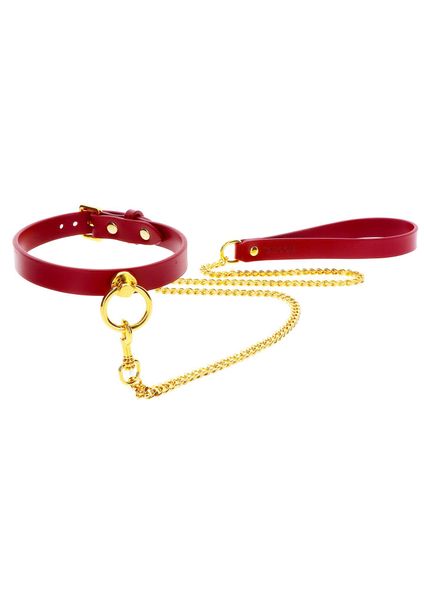 O-Ring Collar and Chain Leash Red zdjęcie 1