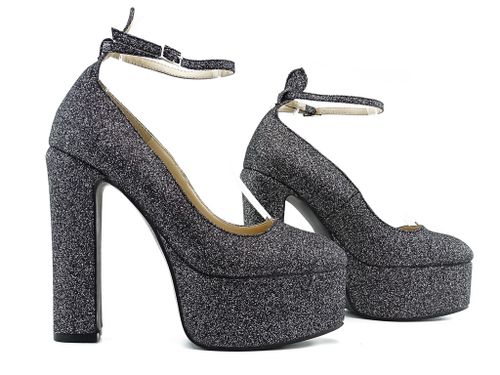 Czarne brokatowe półbuty na platformie 36 na Arena.pl