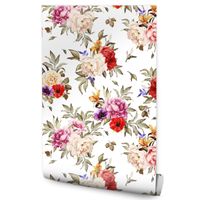 Tapeta w Rolce PIWONIE Peonie Kolorowe Kwiaty Akwarela Do Sypialni Salonu