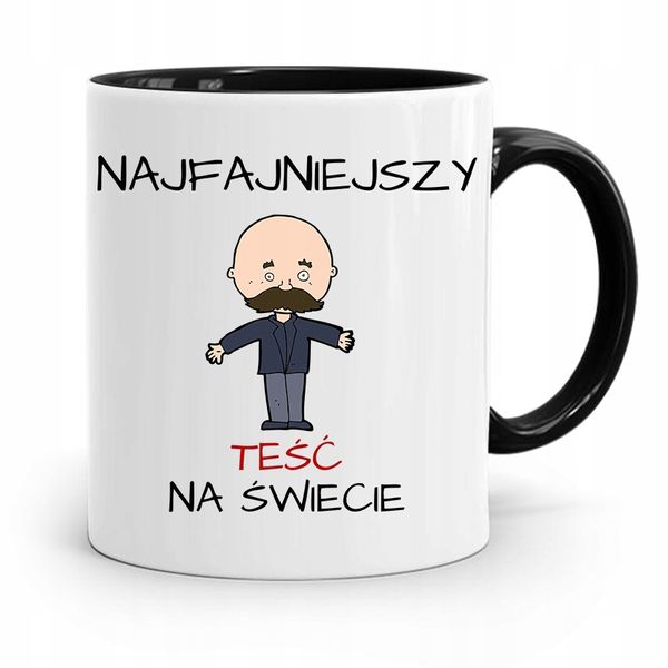 Kubek Czarny Dla Teścia Najfajniejszy Teść Świata Z Nadrukiem Ze Zdjęciem zdjęcie 1