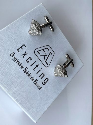 Spinki do mankietów EXC Miś Niedźwiadek Gryzli Głowa Misia w białym Etui na Arena.pl