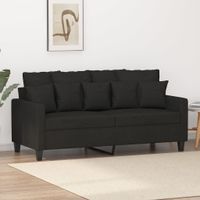Sofa 2-osobowa, czarna, 140 cm, tapicerowana tkaniną
