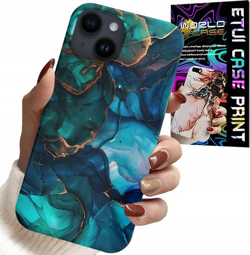 ETUI DO IPHONE 14 - NIEBIESKO ZIELONY MARMUREK PLECKI WZORY na Arena.pl