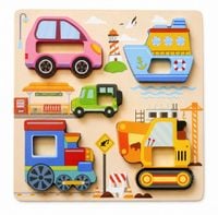 DREWNIANE PUZZLE UKŁADANKA POJAZD KOPARKA AUTO