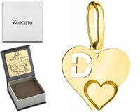 ZŁOTA ZAWIESZKA SERDUSZKO Z LITERKĄ D 585 GRAWER