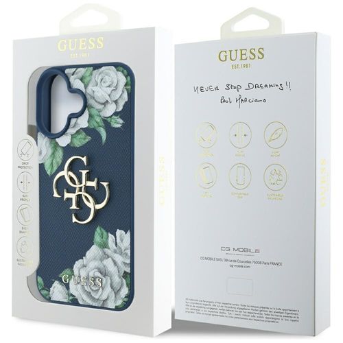 etui guess grained roses big 4g logo do  iphone 16 niebieski na Arena.pl