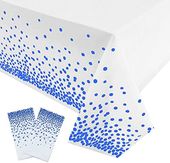 Zestaw 2 Jednorazowych Obrusów Białe w Niebieskie Kropki 137 x 274 cm
