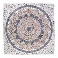 Mozaika marmurowa, motyw Słońca, 90 x 90 cm.