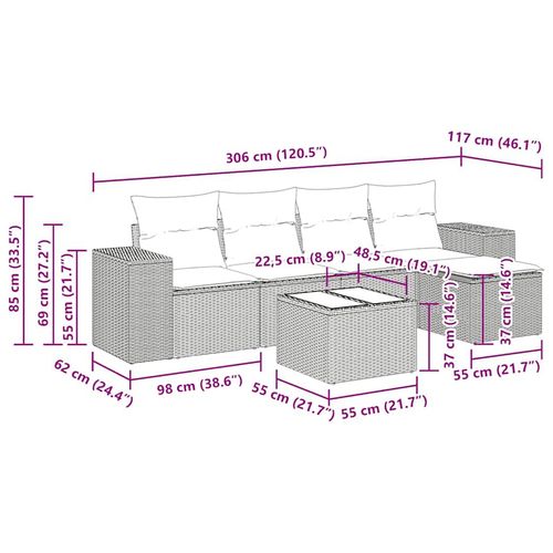 6-cz. zestaw wypoczynkowy do ogrodu, z poduszkami, brązowy na Arena.pl