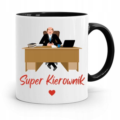 Kubek Czarny Dla Kierownika Super Kierownik Z Nadrukiem Ze Zdjęciem na Arena.pl