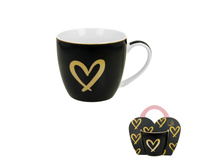 KUBEK DUO WALENTYNKI SERCE CZARNY ZŁOTY NA PREZENT 460 ML