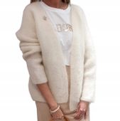 YARN Sweter Kardigan Premium MOHER Krótki Ecru NEW