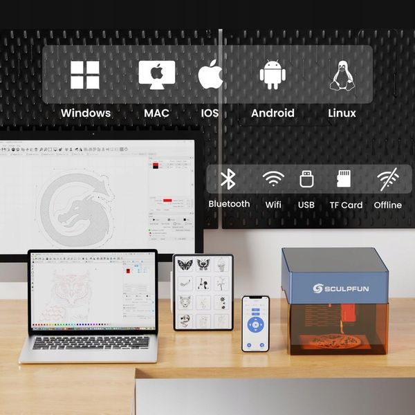 Grawerka laserowa Micro Desktop 10000mm/min SCULPFUN iCube Pro 5W 130*130mm zdjęcie 3