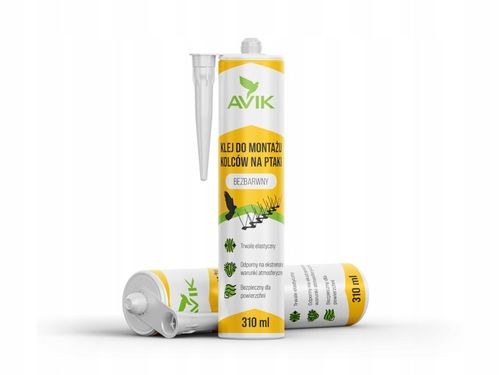 PROFESJONALNY BEZBARWNY KLEJ DO MONTAŻU KOLCÓW NA PTAKI GOŁĘBIE AVIK na Arena.pl