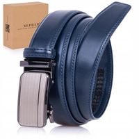 Pasek Męski Skórzany GRANATOWY klamra automatyczna