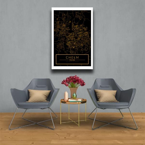 Chełm mapa złota - obraz na płótnie 40x50 cm zdjęcie 2