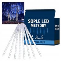 Lampki SPADAJĄCY ŚNIEG 50cm METEORY kurtyna sople BIAŁE ZIMNE zewnętrzne