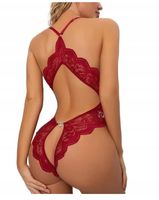 SEXY OTWARTE CZERWONE KORONKOWE BODY NOC POŚLUBNA