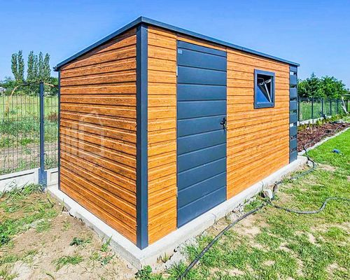 Schowek - Domek ogrodowy 4x2 + wiata 0,5m Drzwi Okno dach spad w tył ID656 na Arena.pl