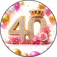 Opłatek na tort  Urodziny 40 Okazjonalny