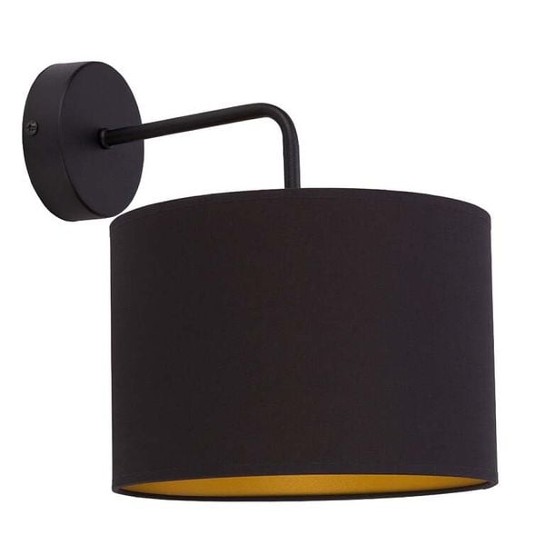 Okrągły kinkiet abażurowy Alice 9084 do sypialni czarny złoty zdjęcie 1