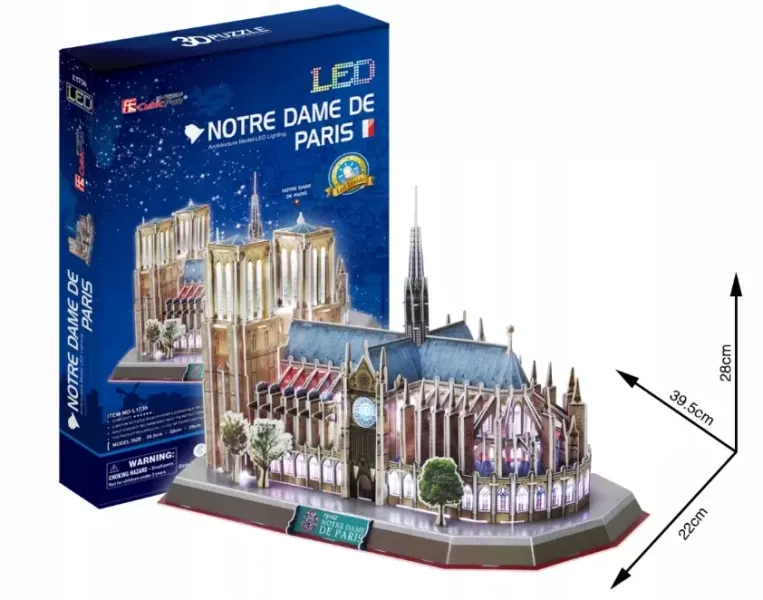 Puzzle 3D LED. Katedra Notre Dame zdjęcie 4
