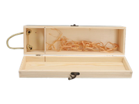 Drewniana Skrzynka na Wino z Przegródką i Uchwytem