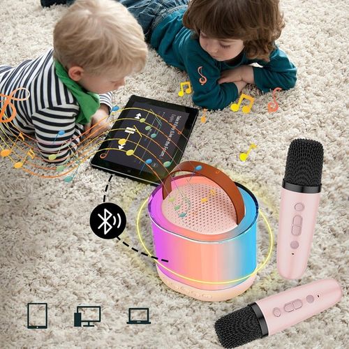 GŁOŚNIK DO KARAOKE RGB BLUETOOTH 2 MIKROFONY ZESTAW na Arena.pl