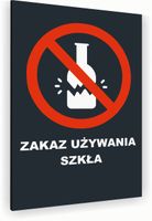 Tabliczka znak informacyjny 20x15 Antracyt ZAKAZ UŻYWANIA SZKŁA Nierdzewna