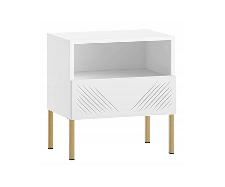 Nowoczesny Stolik Nocny 1SZ 50 cm Biały KLERMO Nogi ML zdjęcie 1