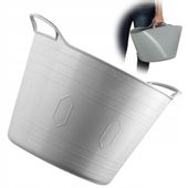 KADAX Kosz Plastkowy Na Pranie Uniwersalny 26L Kwadratowy Z Uchwytami Szary