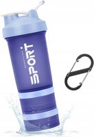 Shaker do odżywek Bidon Szejker z pudełkami i kulką mieszającą Niebieski