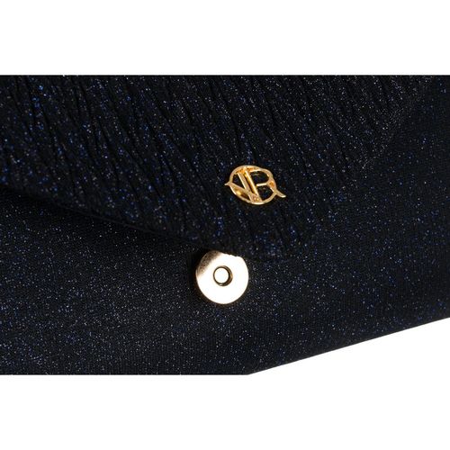 brokatowa kopertówka damska w granatowym kolorze zawieszona na łańcuszku na Arena.pl