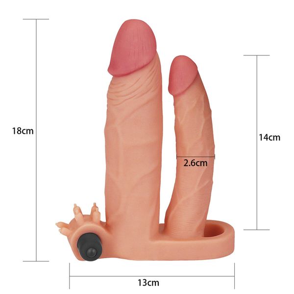 Add 1"" Pleasure X Tender Vibrating Double Penis Sleeve zdjęcie 7