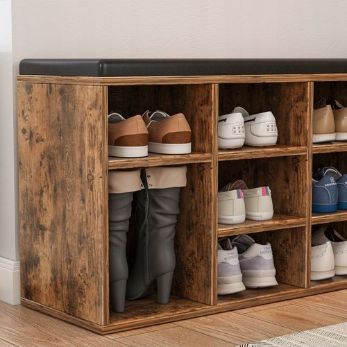 Szafka na buty z siedziskiem brąz retro do przedpokoju schowek pojemna loft na Arena.pl