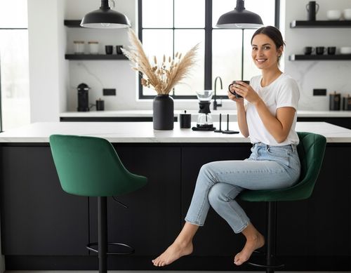 Hoker Barowy Obrotowy Krzesło Barowe Regulowane Welurowe Loftowe Bar na Arena.pl