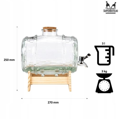 BECZKA SZKLANA 3L BECZUŁKA ANTAŁEK NA NAPOJE LEMONIADĘ WÓDKĘ WINO BIMBER na Arena.pl