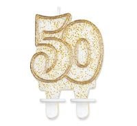 świeczka cyferka 50 złoty kontur | pf-sczk50